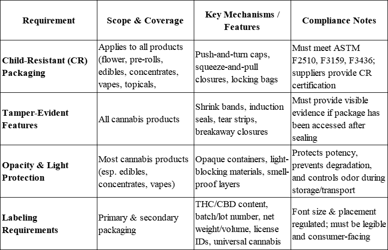 Core Packaging Requirements – Ohio Cannabis Market