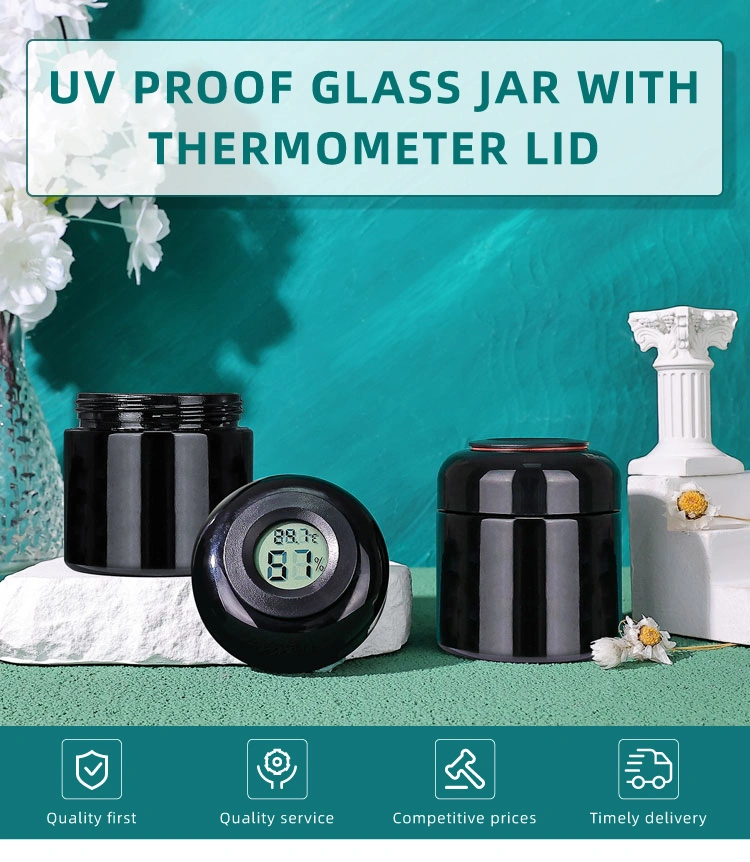 UV proof glass jar with thermometer